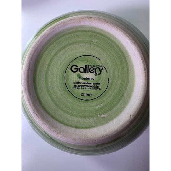 TABLETOPS GALLERY Green Swirl MONTEREY Soup Cereal Bowl Set of 2 - Picture 8 of 9